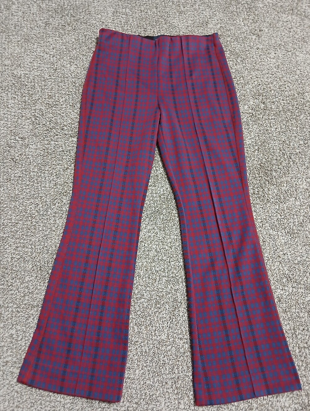 Anthropologie Red & Blue Plaid Boot-Cut Pants